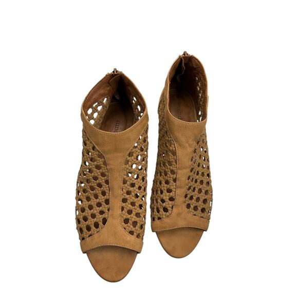 Sundance Delphia Leather Peep Toe Sandals Size 39-US 8.5 Brown - Picture 4 of 11